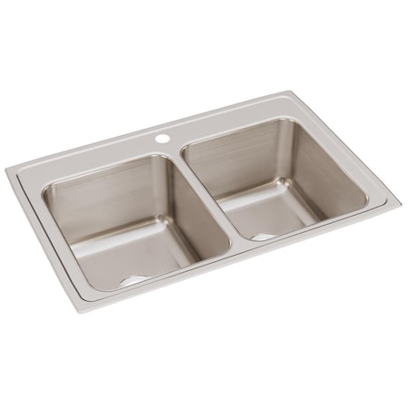 Lustertone Ss 33 X 22 X 12.1 Equal Double Bowl Drop-In Sink W/ Quick-Clip